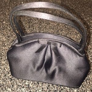 Black satin evening bag